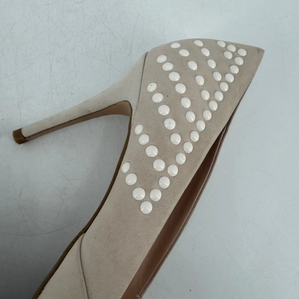 French Connection‎ Pump Women Size 41 10.5 Beige Studded Pointed Toe Stiletto